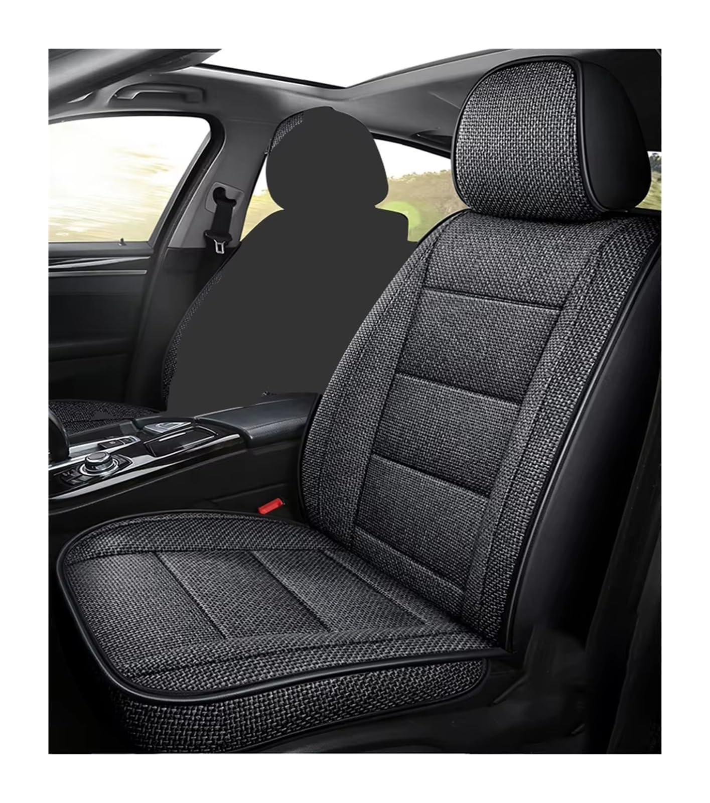 Autositzbezug Flachs-Autositzbezug Für Skoda Für Yeti, Kratzfest Und Staubdicht, Auto-Zubehör, Innenausstattung Sitzschoner Auto(1PCS -Black Gray) von LPAKMGAGEL