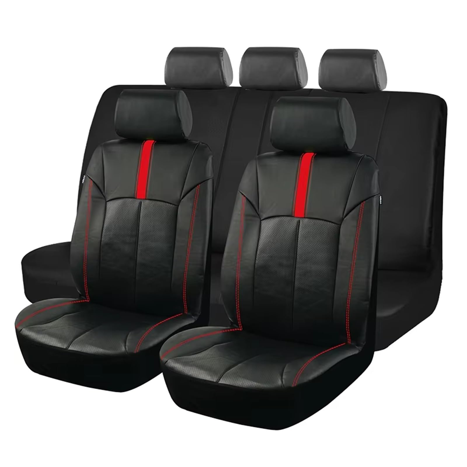 Autositzbezug Leder-Autositzbezüge-Set, Passend Für Die Meisten Autos. Wasserdichter Und Feuchtigkeitsbeständiger Autositzschutz, Zubehör Für Den Innenraum Sitzschoner Auto(Red 9 pcs) von LPAKMGAGEL