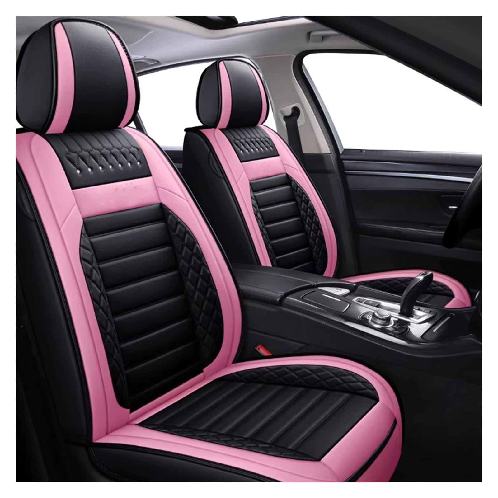 Autositzbezug Staubdichte, Schmutzabweisende Autositzbezüge Aus Leder Für Civic 2006–2011, Für Accord-Innenausstattung Sitzschoner Auto(Black Pink) von LPAKMGAGEL