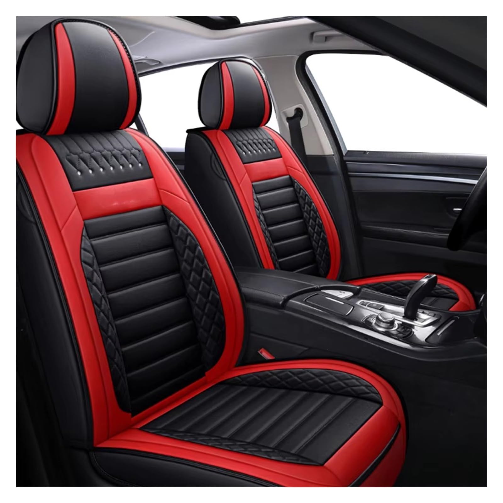 Autositzbezug Staubdichte, Schmutzabweisende Autositzbezüge Aus Leder Für Civic 2006–2011, Für Accord-Innenausstattung Sitzschoner Auto(Black Red) von LPAKMGAGEL