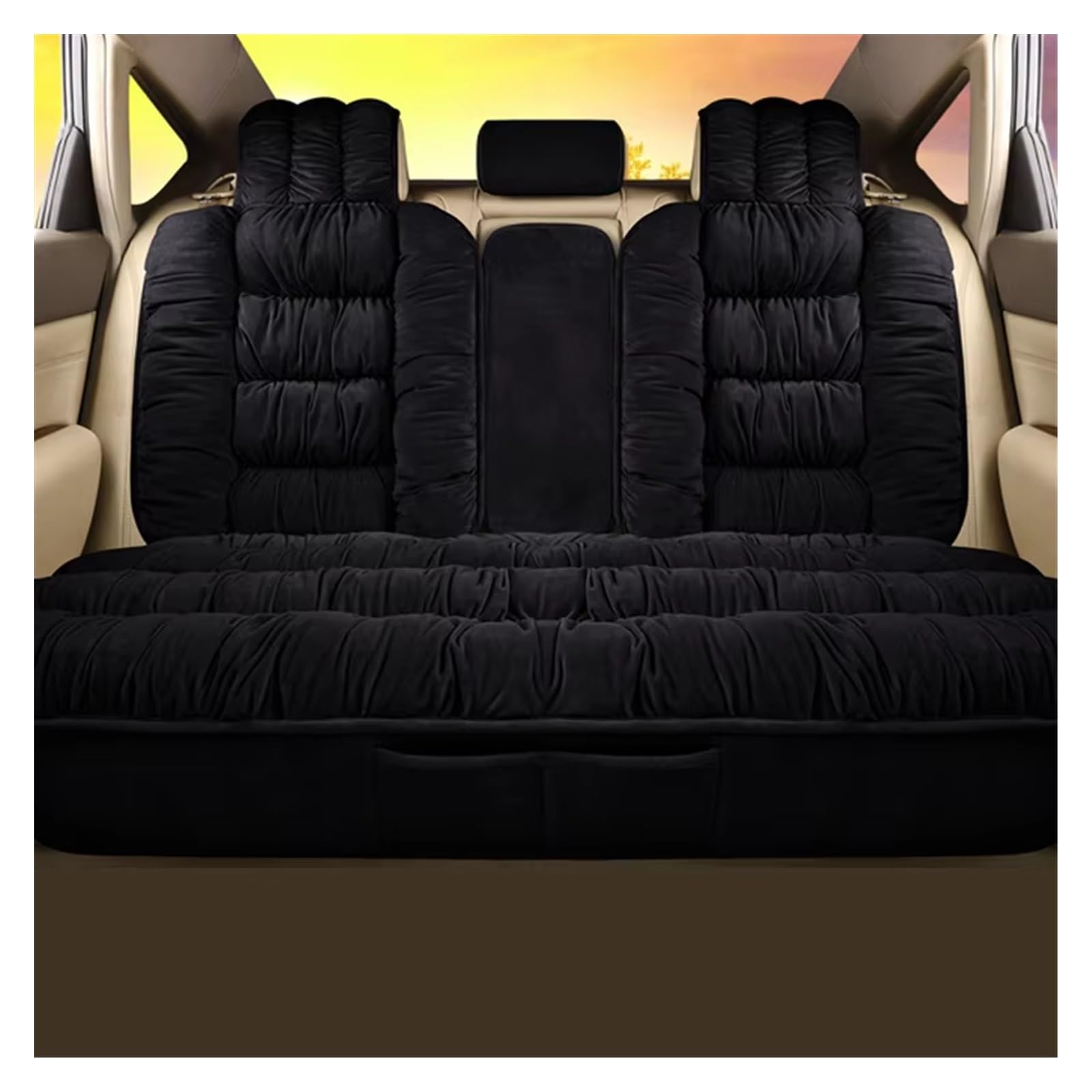 Autositzbezug Weiche Plüsch-Autositzbezüge, Warmes Sitzkissen, Hautfreundlicher Autositz-Schutzbezug, Passend Für Die Meisten Fahrzeuge Sitzschoner Auto(Rear Seat Black) von LPAKMGAGEL