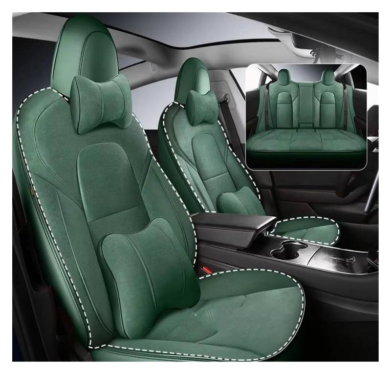 Autositzbezug Wildleder Autositzbezüge Für Tesla Für Modell 3 2018–2023 Tesla Autositz Schützende Innenausstattung Sitzschoner Auto(Green) von LPAKMGAGEL