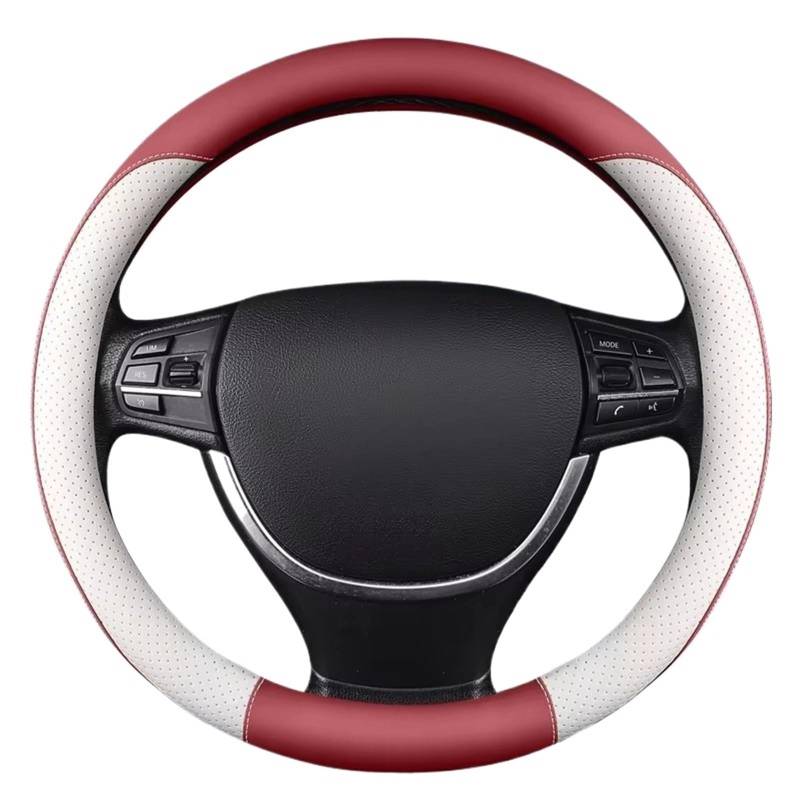 Lenkradhülle 38 cm Typ OD Auto Anti-Rutsch-Lenkradabdeckung Universelle Auto-Lenkrad-Schutzabdeckung Lenkrad Abdeckung(Burgundy White) von LPAKMGAGEL
