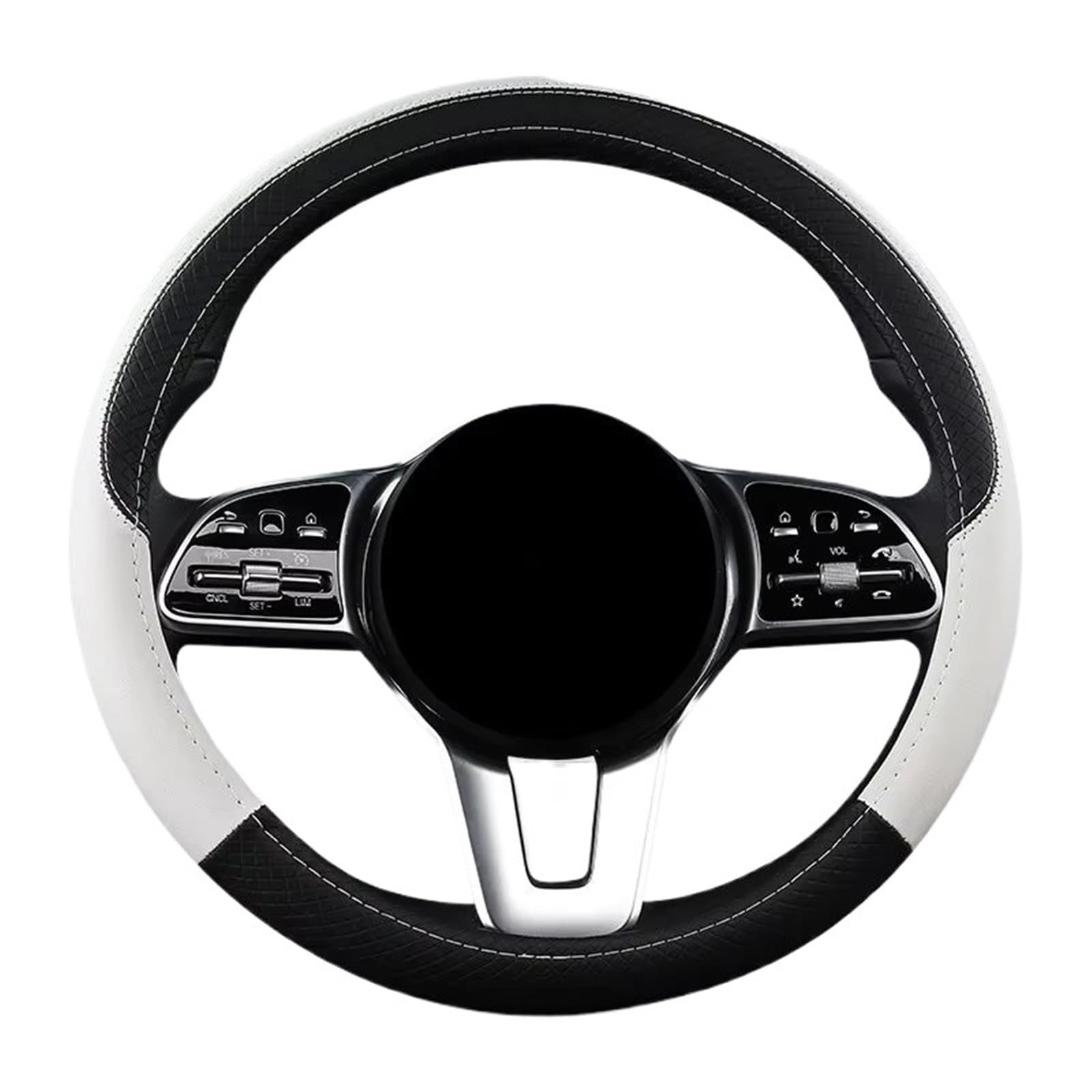 Lenkradhülle Anti Scratch Lenkung Abdeckung Auto Lenkrad Abdeckung 38CM Auto Sport Stil Auto Lenkrad Abdeckungen Anti-Slip Lenkrad Abdeckung(White) von LPAKMGAGEL