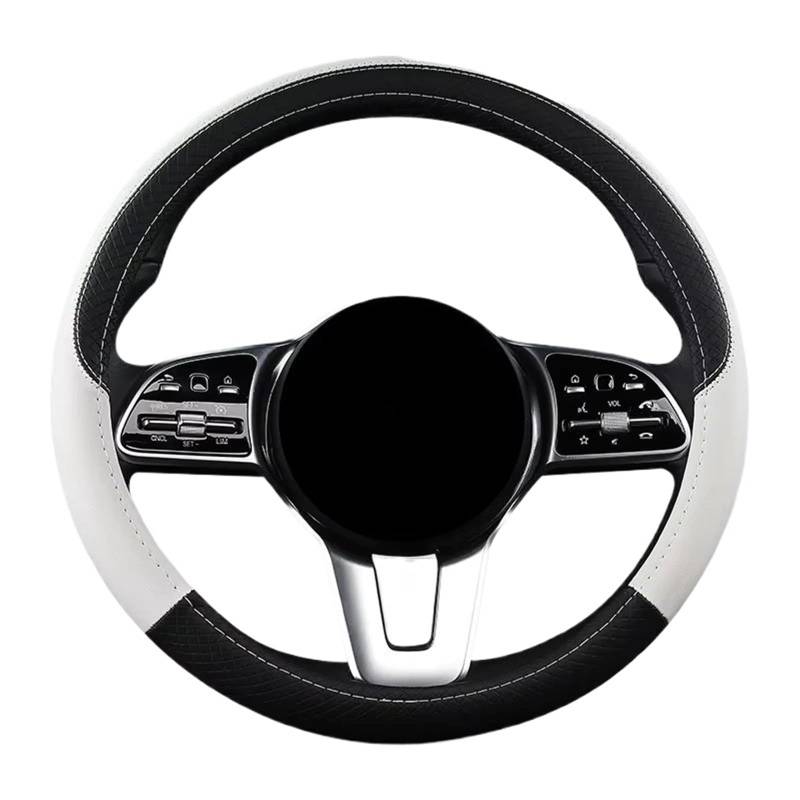 Lenkradhülle Anti Scratch Lenkung Abdeckung Auto Lenkrad Abdeckung 38CM Auto Sport Stil Auto Lenkrad Abdeckungen Anti-Slip Lenkrad Abdeckung(White) von LPAKMGAGEL