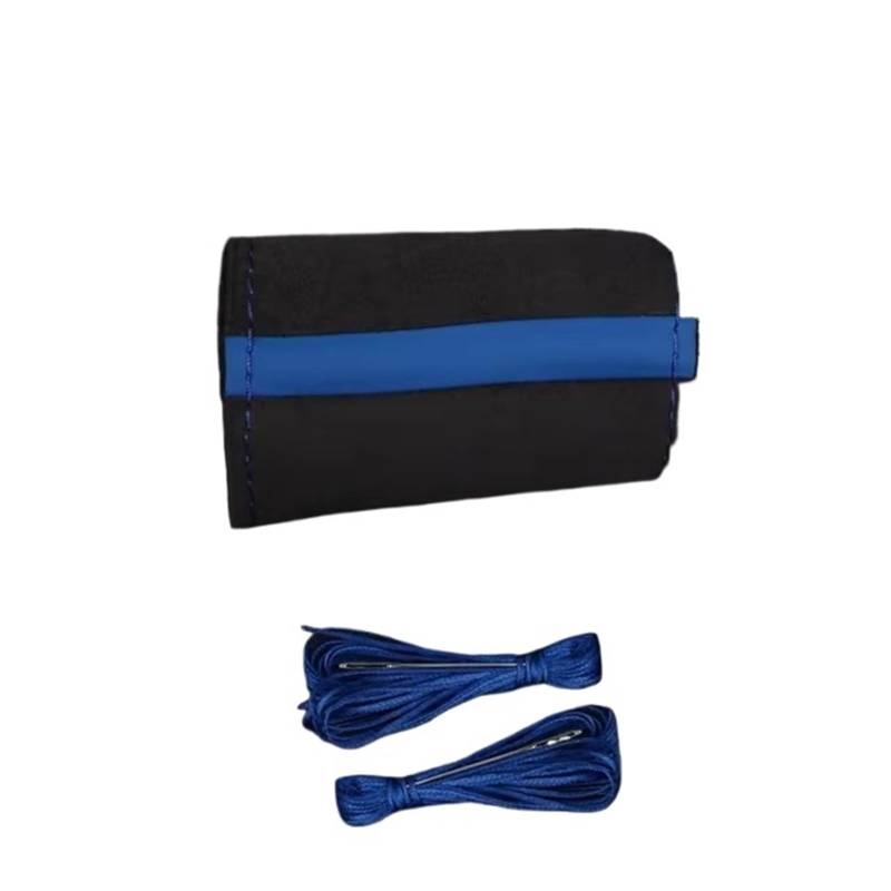 Lenkradhülle Autozubehör Weicher, Verschleißfester Wildleder-Autolenkradbezug Universal 15 Zoll 38 cm Lenkrad Abdeckung(Blue Thread) von LPAKMGAGEL