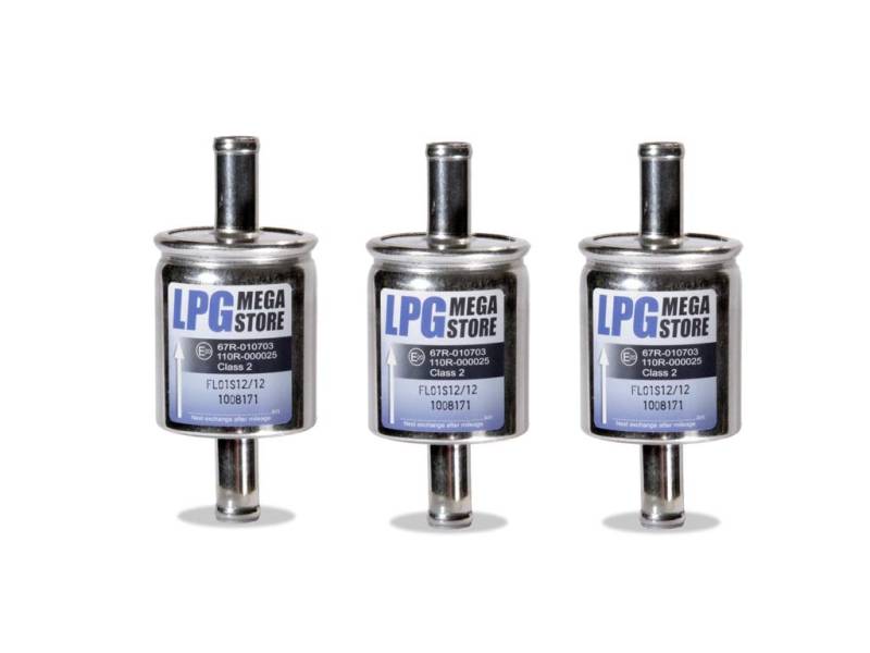 3 x Gasfilter 12mm Autogas, LPG, GPL Filter Universell von LPG-Megastore