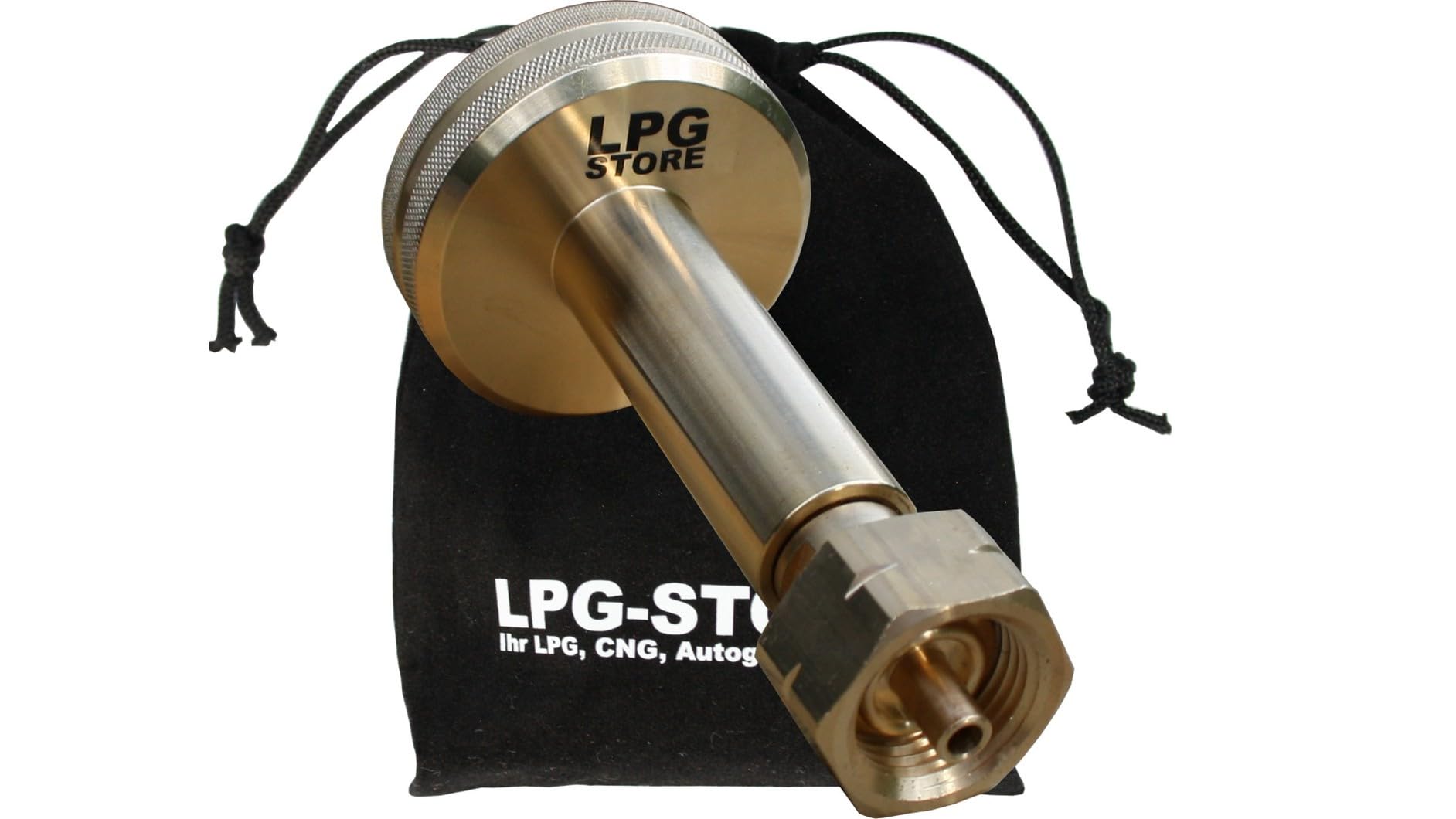 LPG-Store LPG GPL Autogas Tankadapter Dish Gasflaschen Propangas lang Adapter mit Stoffbeutel by von LPG-Store