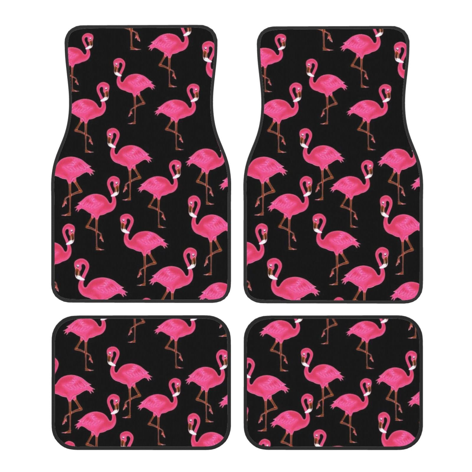 Auto-Fußmatten-Set mit niedlichem rosa Flamingo-Muster, vierteiliges Set, komplettes Set mit rutschfester Gummi-Rückseite Auto-Fußmatten-Set mit niedlichem rosa Flamingo-Muster, vierteiliges Set, komplettes Set mit rutschfester Gummi-Rückseite von LPWTYCBV
