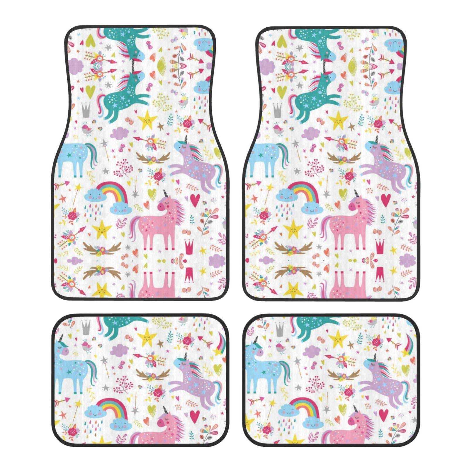 Einhörner Rosa Druck Auto Fußmatten Vierteiliges Set Vollständiges Set mit rutschfester Gummirückseite Einhörner Rosa Druck Auto Fußmatten Vierteiliges Set Vollständiges Set mit rutschfester Gummirückseite von LPWTYCBV