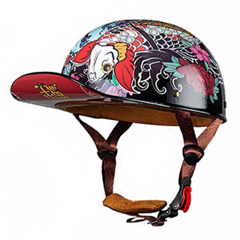 Deutsche Motorrad Halbhelme Mit ECEDOT Zulassung Jethelm Retro Scooter-Helm Halbschalenhelm Baseball Cap Motorradhelm Für Männer Frauen Chopper Moped Roller-Helm 20,L:59-60CM von LPXPLP