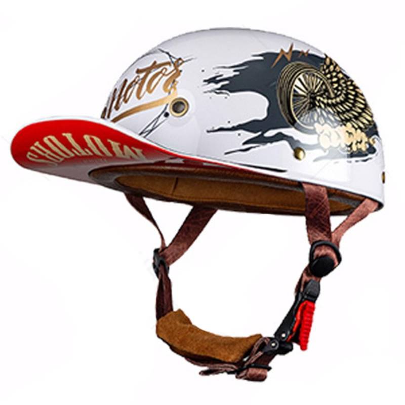 Deutsche Motorrad Halbhelme Mit ECEDOT Zulassung Jethelm Retro Scooter-Helm Halbschalenhelm Baseball Cap Motorradhelm Für Männer Frauen Chopper Moped Roller-Helm 21,XXL:63-64CM von LPXPLP