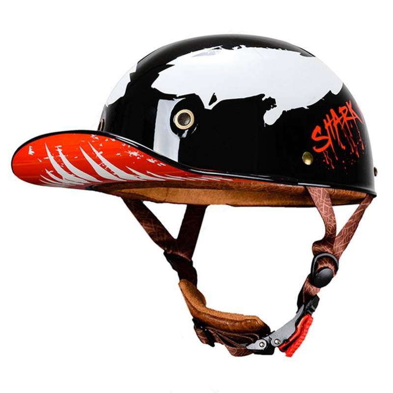 Deutsche Motorrad Halbhelme Mit ECEDOT Zulassung Jethelm Retro Scooter-Helm Halbschalenhelm Baseball Cap Motorradhelm Für Männer Frauen Chopper Moped Roller-Helm 22,L:59-60CM von LPXPLP