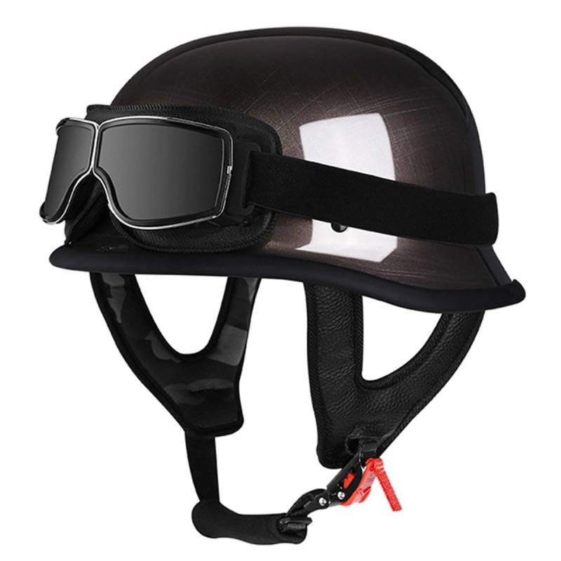 Halbschalenhelm Halbhelme Motorradhelm Mit Brille Brain-Cap Jethelm Retro Halbschale Roller-Helm Scooter-Helm DOTECE Zugelassen Für Erwachsene Herren Damen 5,XXL:63-64CM von LPXPLP