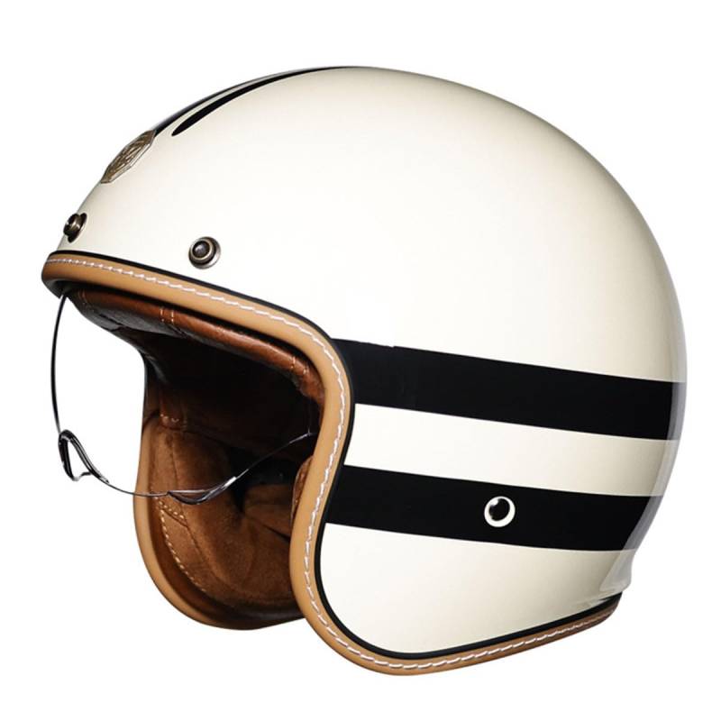 Halbschalenhelm Retro Jethelm Scooter-Helm Mit Sonnenblende Offenem Helm Motorradhelm Für Damen Herren DOTECE-Zulassung Motorrad Halbhelm Offenem Helm 4,L:59-60CM von LPXPLP