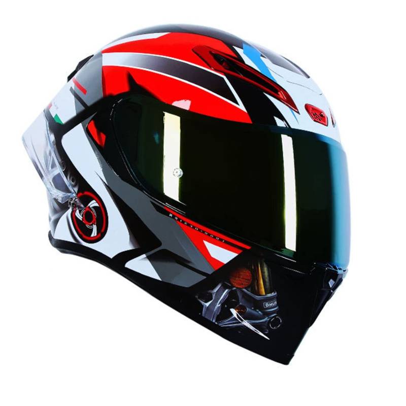Integralhelm Herren Motorradhelm, Damen Klapphelm Integralhelm Motorrad Helm mit Doppelvisier ECE Zertifiziert Sturzhelm für Erwachsene Männer Women E,XXL von LPXPLP