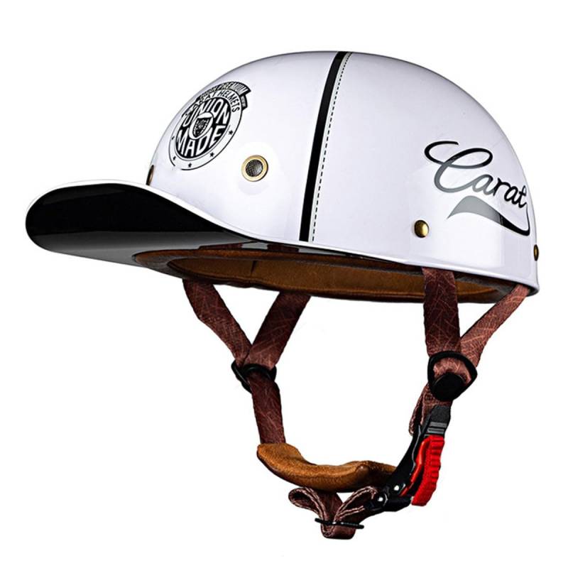 Retro Motorradhelm Halbschalenhelm ECEDOT Zulassung Baseball Cap Deutscher Stil Jethelm Roller Cool Helm Mit Schnellverschluss Unisex Motorrad Offener Helm Für Scooter 10,L:59-60CM von LPXPLP