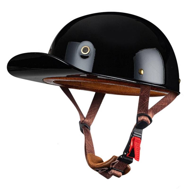 Retro Motorradhelm Halbschalenhelm ECEDOT Zulassung Baseball Cap Deutscher Stil Jethelm Roller Cool Helm Mit Schnellverschluss Unisex Motorrad Offener Helm Für Scooter 12,L:59-60CM von LPXPLP