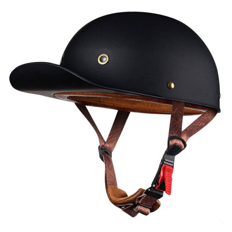 Retro Motorradhelm Halbschalenhelm ECEDOT Zulassung Baseball Cap Deutscher Stil Jethelm Roller Cool Helm Mit Schnellverschluss Unisex Motorrad Offener Helm Für Scooter 15,M:57-58CM von LPXPLP