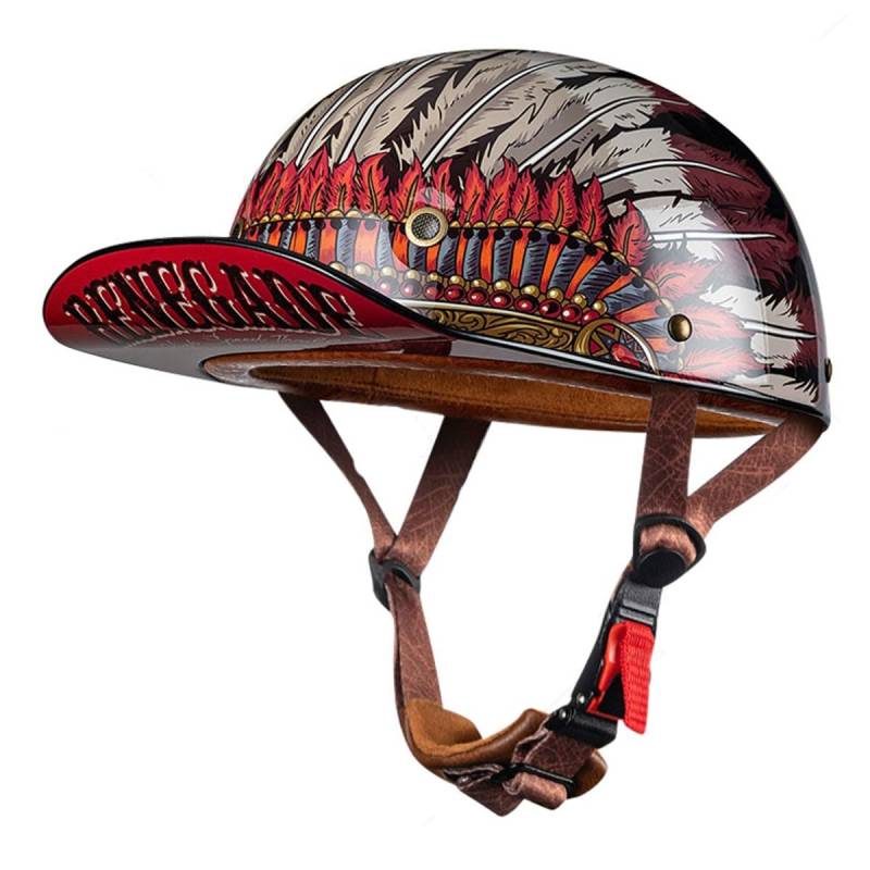 Retro Motorradhelm Halbschalenhelm ECEDOT Zulassung Baseball Cap Deutscher Stil Jethelm Roller Cool Helm Mit Schnellverschluss Unisex Motorrad Offener Helm Für Scooter 16,L:59-60CM von LPXPLP