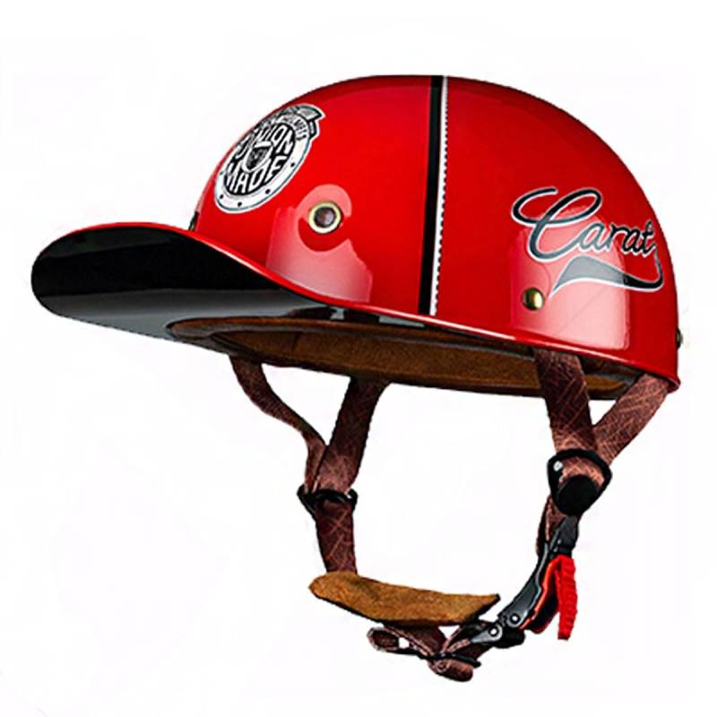 Retro Motorradhelm Halbschalenhelm ECEDOT Zulassung Baseball Cap Deutscher Stil Jethelm Roller Cool Helm Mit Schnellverschluss Unisex Motorrad Offener Helm Für Scooter 17,XL:61-62CM von LPXPLP