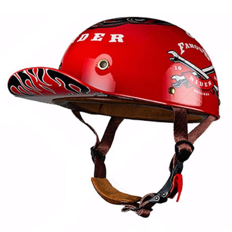 Retro Motorradhelm Halbschalenhelm ECEDOT Zulassung Baseball Cap Deutscher Stil Jethelm Roller Cool Helm Mit Schnellverschluss Unisex Motorrad Offener Helm Für Scooter 20,L:59-60CM von LPXPLP
