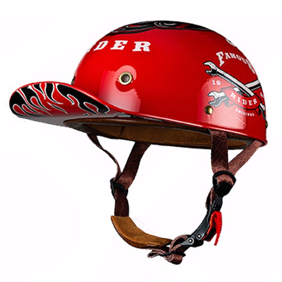 Retro Motorradhelm Halbschalenhelm ECEDOT Zulassung Baseball Cap Deutscher Stil Jethelm Roller Cool Helm Mit Schnellverschluss Unisex Motorrad Offener Helm Für Scooter 20,XXL:63-64CM von LPXPLP