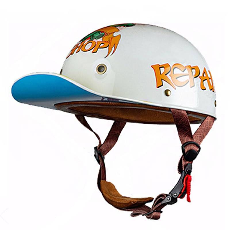 Retro Motorradhelm Halbschalenhelm ECEDOT Zulassung Baseball Cap Deutscher Stil Jethelm Roller Cool Helm Mit Schnellverschluss Unisex Motorrad Offener Helm Für Scooter 23,M:57-58CM von LPXPLP