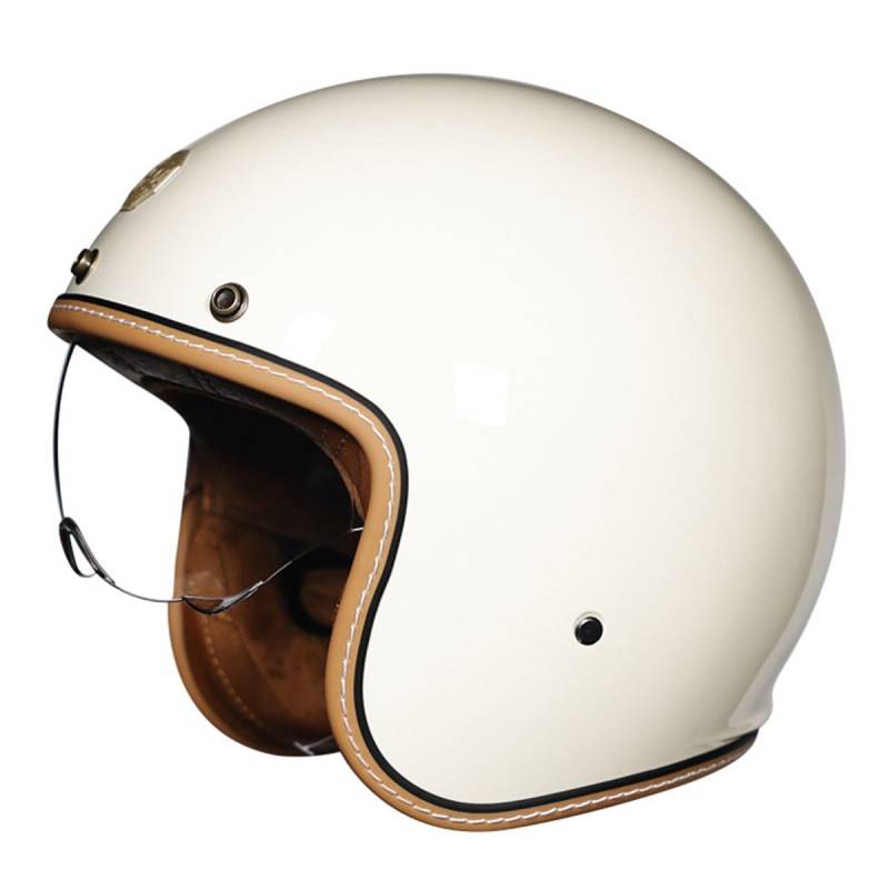 Retro Oldtimer Halbschale Jethelm Motorrad-Helm DOTECE-Zulassung 3/4 Rollerhelm Cruiser Motorradhelm Halbschalenhelm Mit Sonnenblende Offener Helm Für Damen Herren 5,XL:61-62CM von LPXPLP