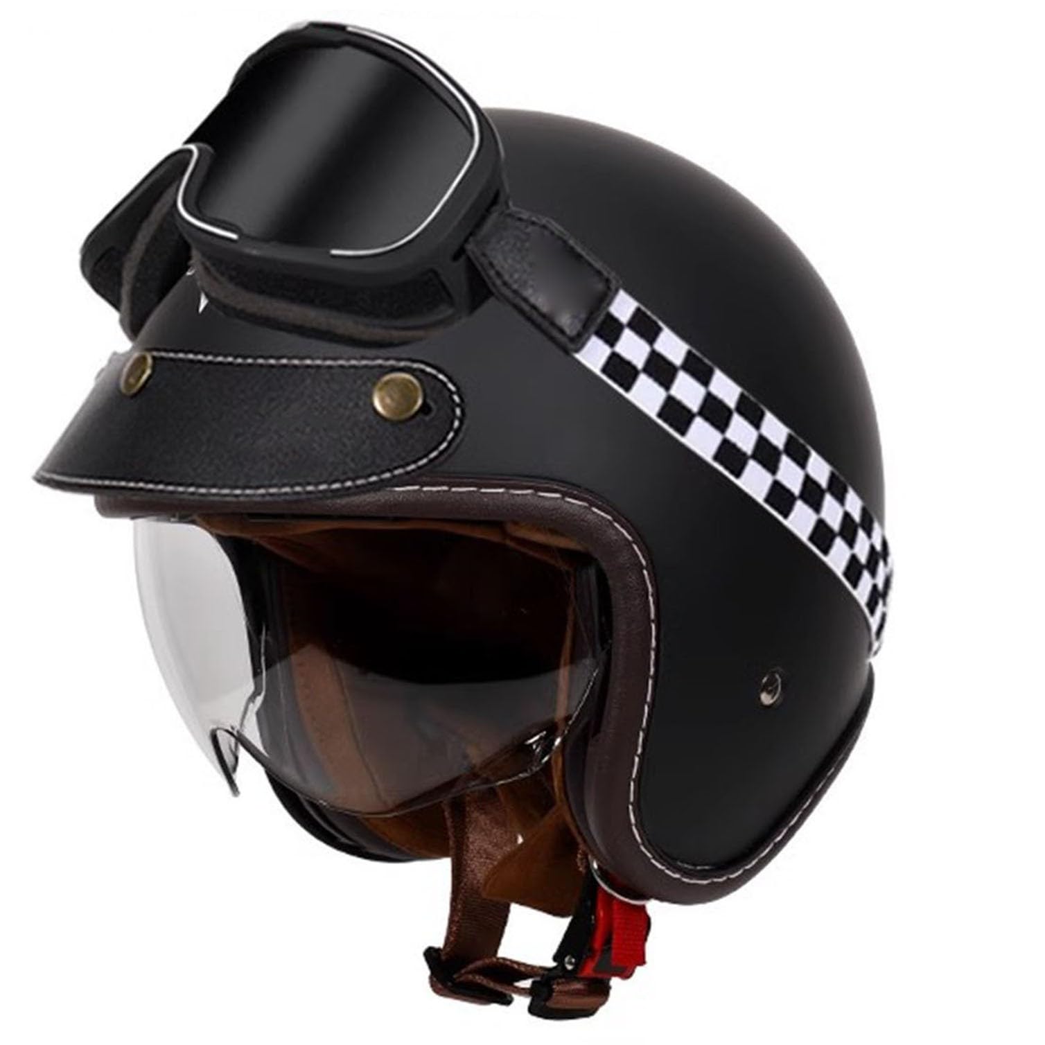 Vintage Offener Motorrad-Halbhelm, 3/4 Motorradhel mit Brille, DOTECE Zulassung Jet-Helm für Männer und Frauen, Motorrad-Sturzhelm, Jet Helm Mopedhelm 18,4XL=67~68cm Vintage Offener Motorrad-Halbhelm, 3/4 Motorradhel mit Brille, DOTECE Zulassung Jet-Helm für Männer und Frauen, Motorrad-Sturzhelm, Jet Helm Mopedhelm 18,4XL=67~68cm von LPXPLP