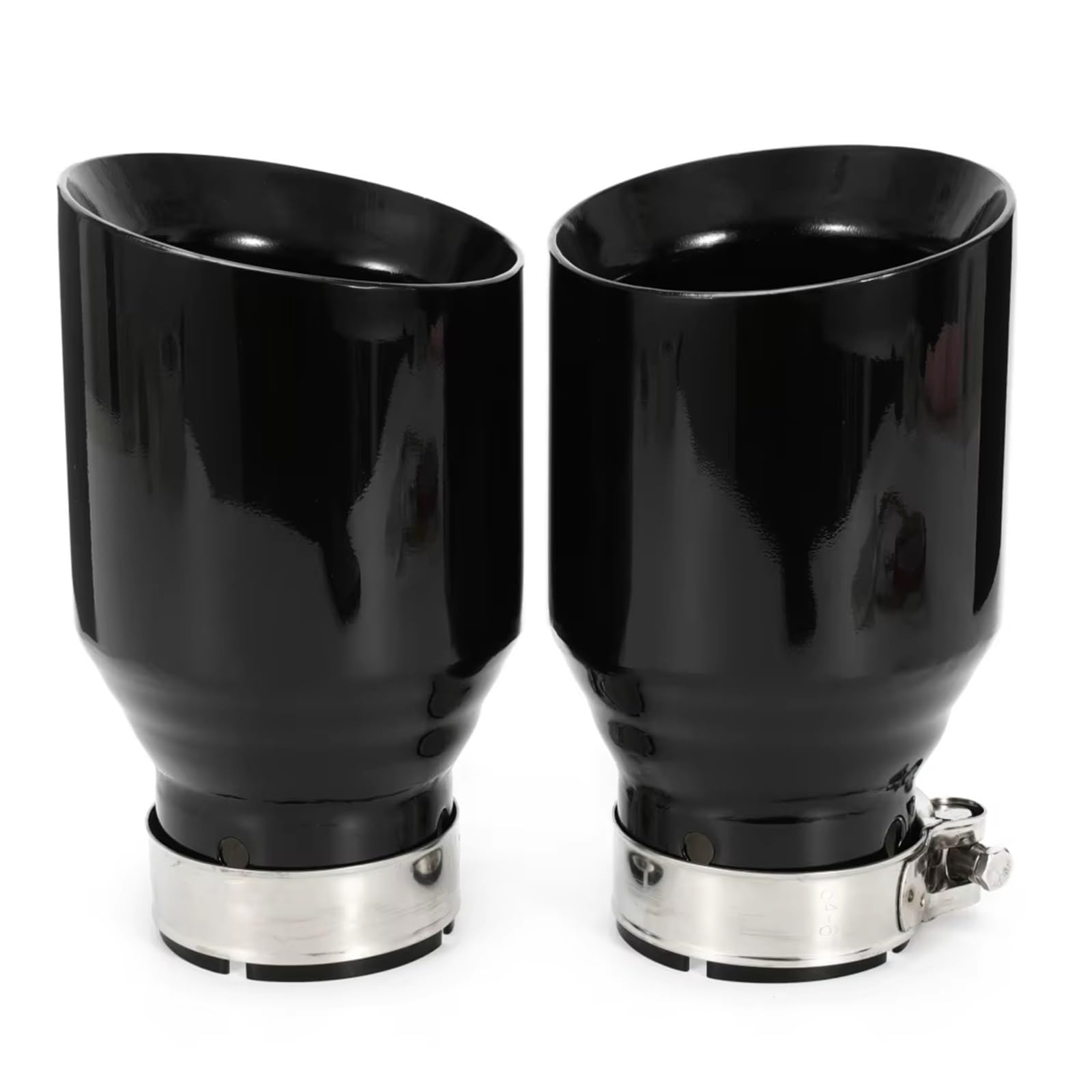 Auto Auspuff Endrohr 1 PC Auto Modifiziert Edelstahl Glänzend Schwarz Auspuffrohr Universal Bevel Edeg Glänzend Schalldämpfer Spitze Schalldämpfer Spitze(60MM IN 89MM Out) von LPXYZD