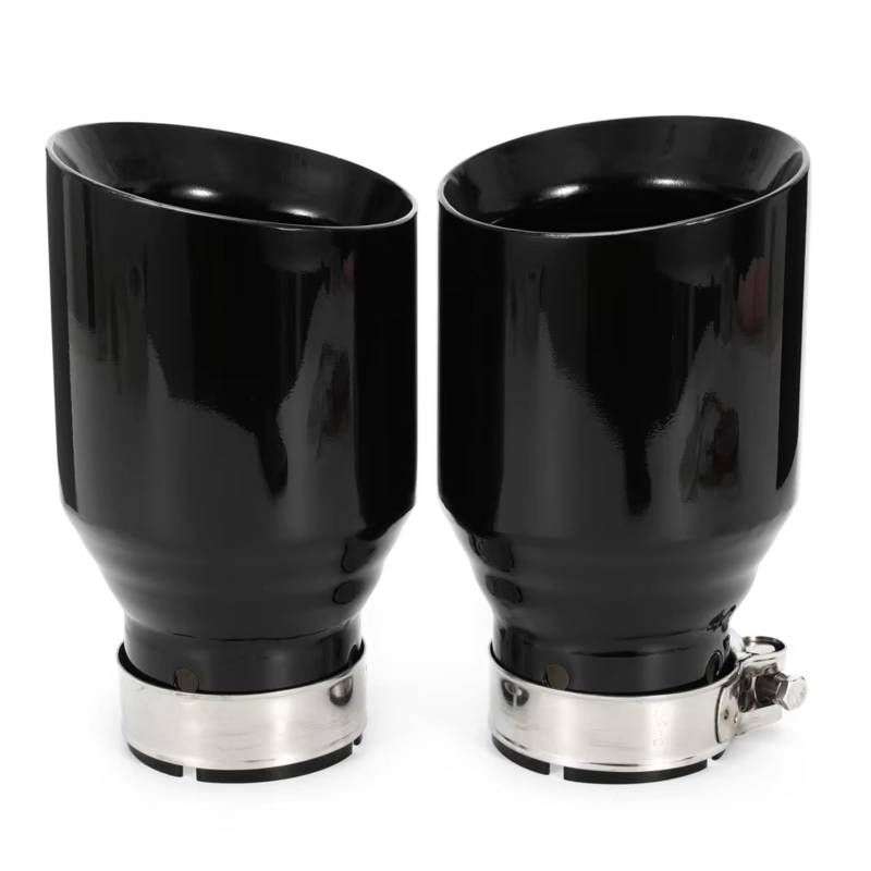 Auto Auspuff Endrohr 1 PC Auto Modifiziert Edelstahl Glänzend Schwarz Auspuffrohr Universal Bevel Edeg Glänzend Schalldämpfer Spitze Schalldämpfer Spitze(60MM IN 89MM Out) von LPXYZD