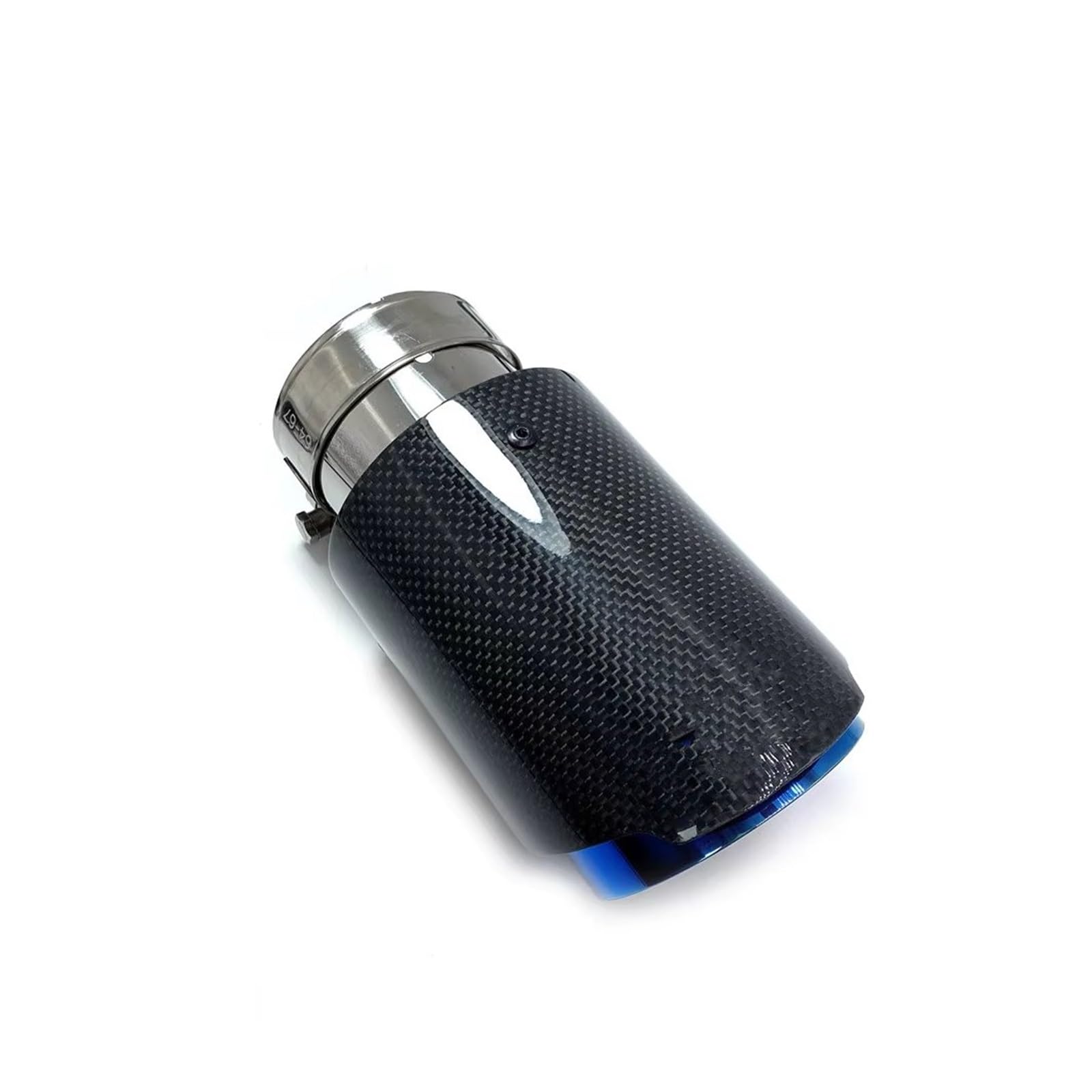 Auto Auspuff Endrohr 1 STÜCKE Auto Auspuff Endrohr Matt Carbon Schwanz Ende Blau Edelstahl Gerade Schalldämpfer Spitze Schalldämpfer Spitze(IN 67mm-Out 101mm) von LPXYZD