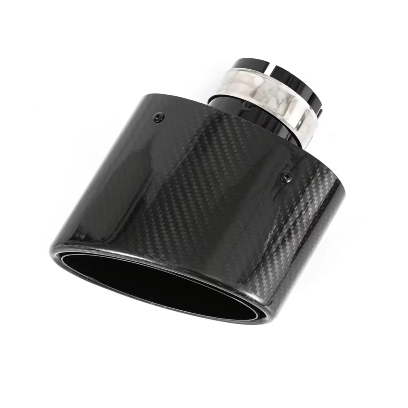 Auto Auspuff Endrohr 1 Stück 150 MM Outlet Oval Glossy Cabon Fiber Auspuffspitze Universal Oval Schalldämpferrohr Schalldämpfer Spitze(Right 51MM) von LPXYZD