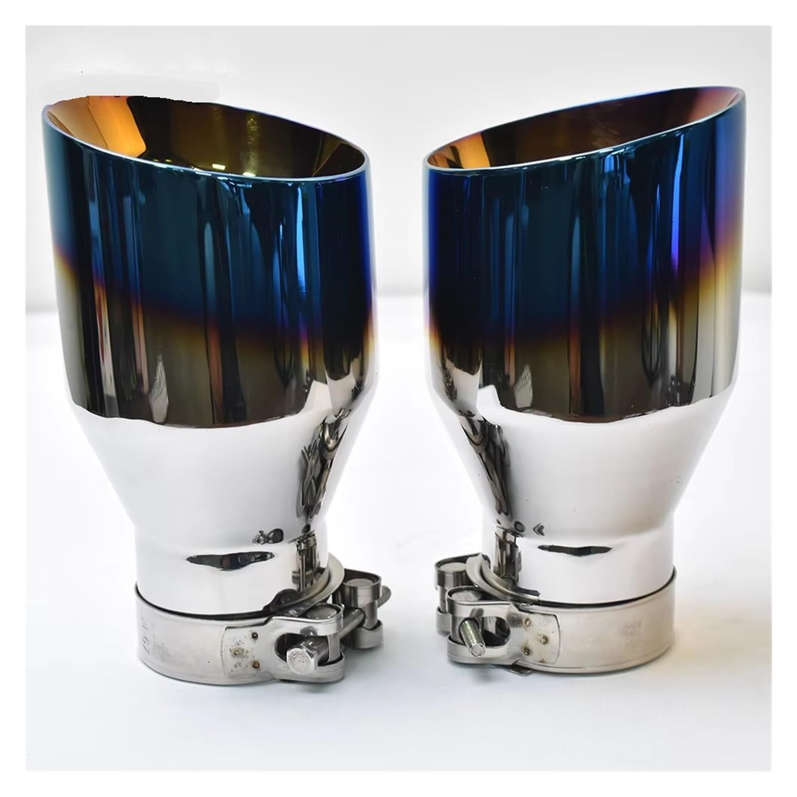 Auto Auspuff Endrohr 1 Stück Auto Edelstahl Auspuffrohr Auspuffrohr Schalldämpfer Spitze Abgeschrägte Endrohr Gebranntes Blau Schalldämpfer Spitze(ID 67 OD 101 MM) von LPXYZD