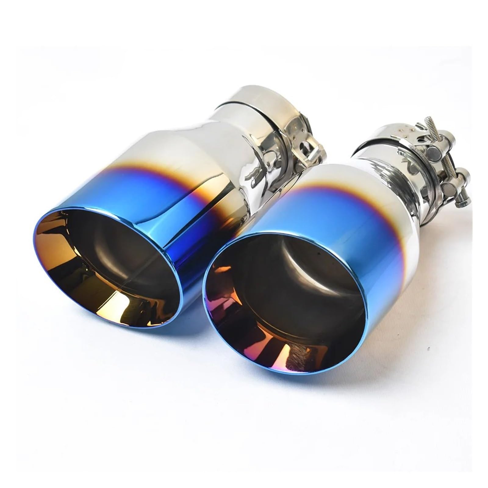 Auto Auspuff Endrohr 1 Stück Auto Edelstahl Burnt Blue Auspuff Slashed Schalldämpfer Spitze Abgeschrägte Abgewinkelt Endrohr Schalldämpfer Spitze(ID 51 OD 89 MM) von LPXYZD