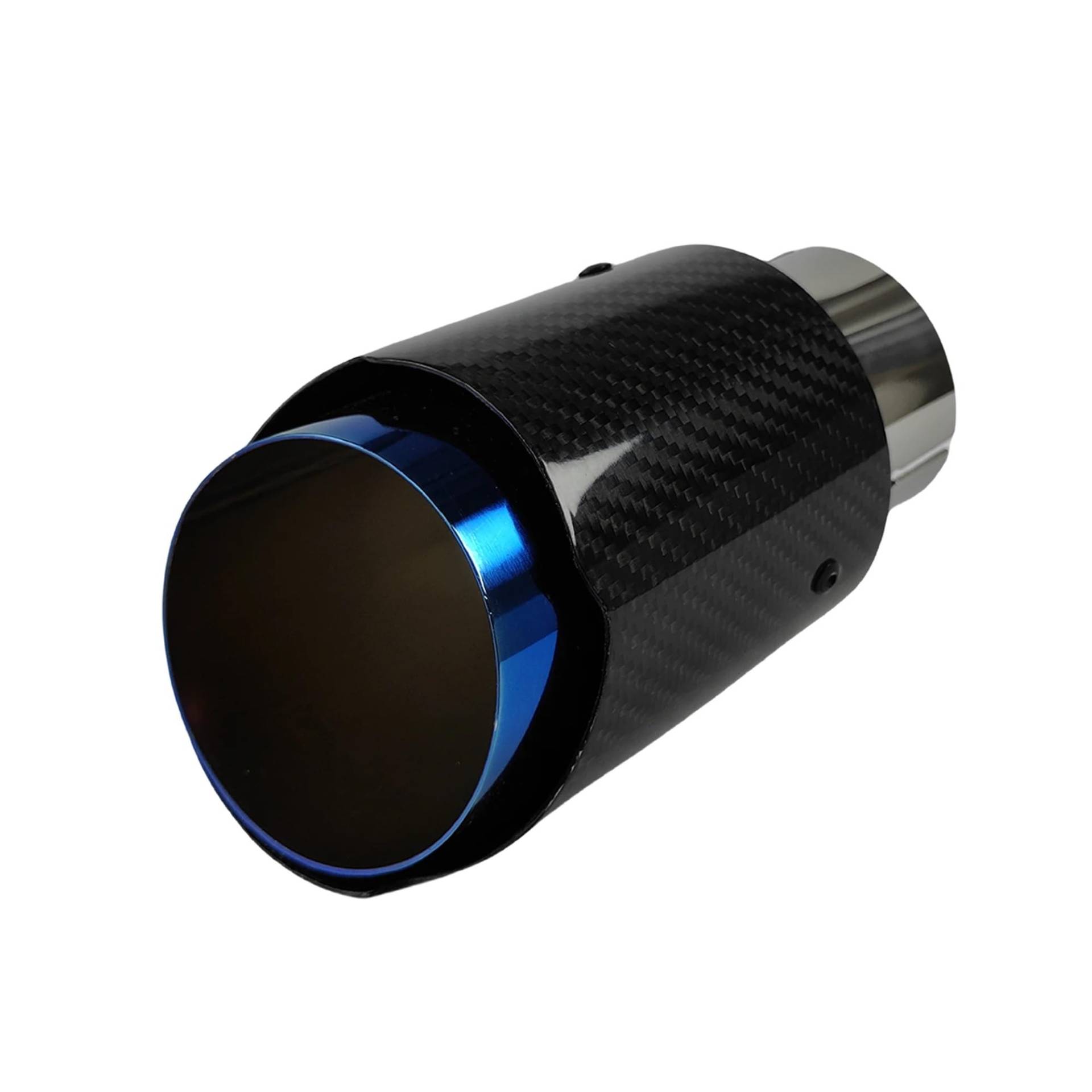 Auto Auspuff Endrohr 1 Stück Universal Auto Carbon Fiber Endrohr Edelstahl Schalldämpfer Blau Twill Glossy Schalldämpfer Auspuffdüse Spitze Schalldämpfer Spitze(70mm-101mm) von LPXYZD