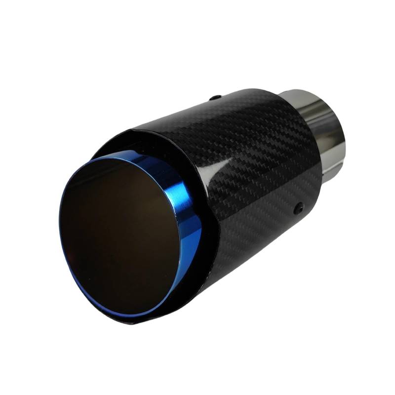 Auto Auspuff Endrohr 1 Stück Universal Auto Carbon Fiber Endrohr Edelstahl Schalldämpfer Blau Twill Glossy Schalldämpfer Auspuffdüse Spitze Schalldämpfer Spitze(76.2mm-101mm) von LPXYZD