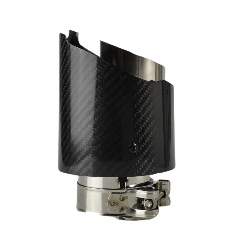 Auto Auspuff Endrohr 1 Stück Universal Auto Carbon Fiber Endrohr Edelstahl Schalldämpfer Hell Schwarz Twill Matte Schalldämpfer Auspuffdüse Spitze Schalldämpfer Spitze(60mm-76mm) von LPXYZD