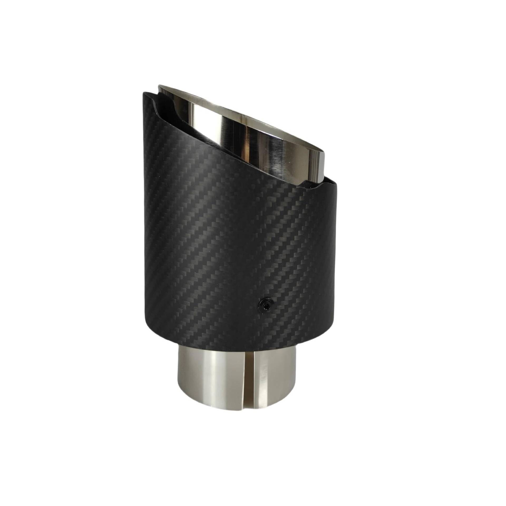 Auto Auspuff Endrohr 1 Stück Universal Auto Carbon Fiber Endrohr Edelstahl Schalldämpfer Single Out Twill Matte Auspuffdüse Spitze Schalldämpfer Spitze(63.5mm-76mm) von LPXYZD