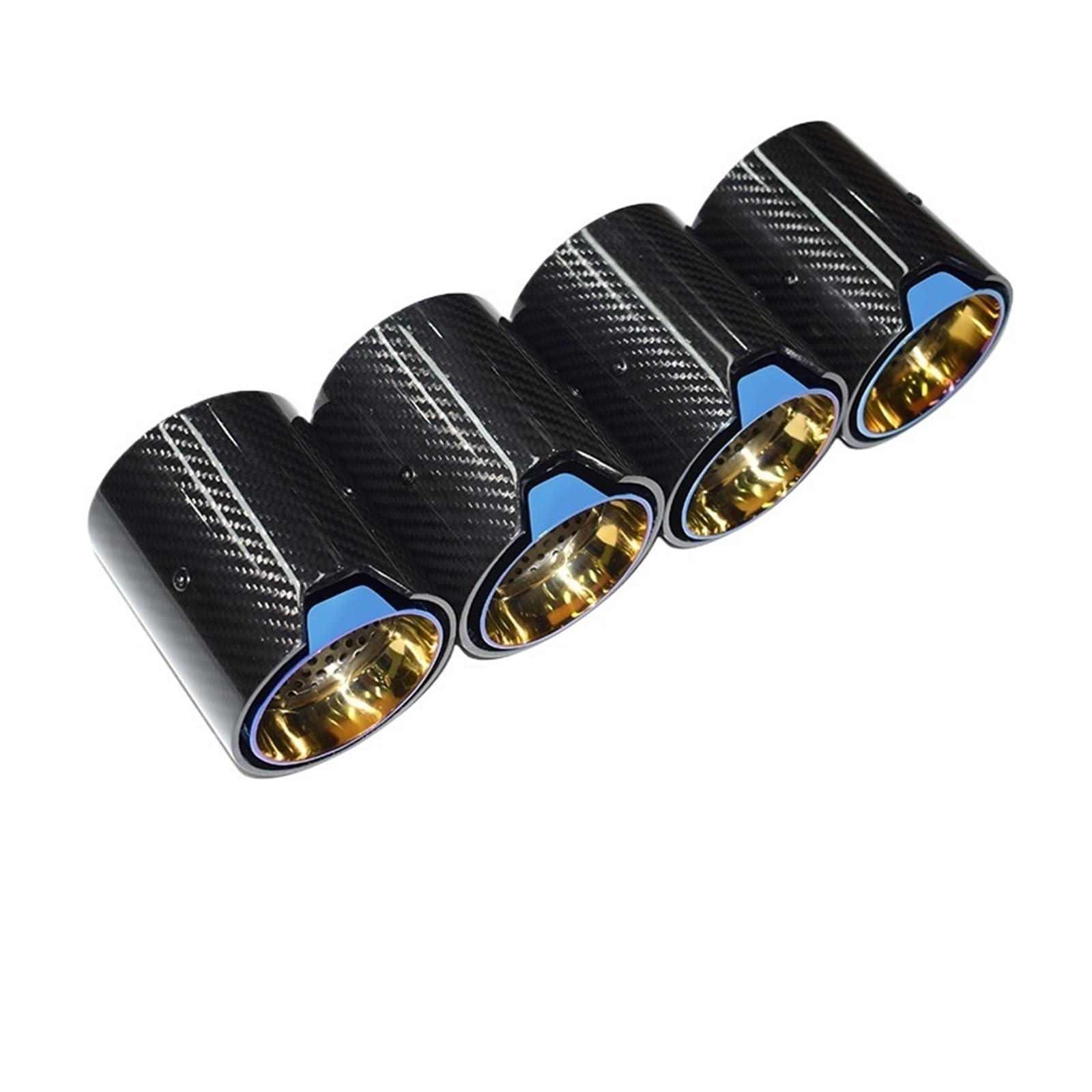 Auto Auspuff Endrohr Auspuffrohr 4 Stück Schwarz Schalldämpfer Endrohrspitze Auspuffkopfdüse Für M2 Für F87 Für M3 Für F80 Für M4 Für F82 Für F83 Schalldämpfer Spitze(Blue) von LPXYZD