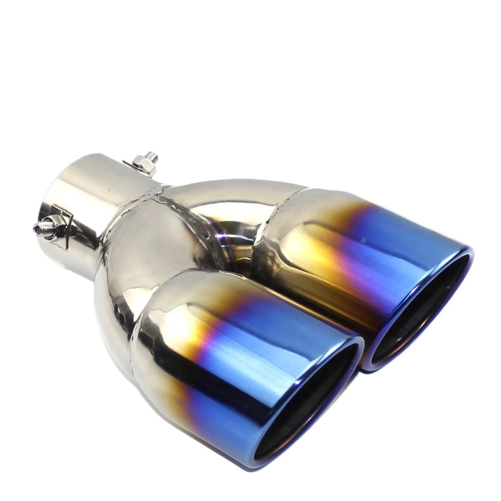 Auto Auspuff Endrohr Universal Edelstahl Auto Auspuff Schalldämpfer Endrohr Auslassdüse Ende Glattes Ende Doppelt Aus ID 60MM 75MM Schalldämpfer Spitze(A Straight Blue 60MM) von LPXYZD