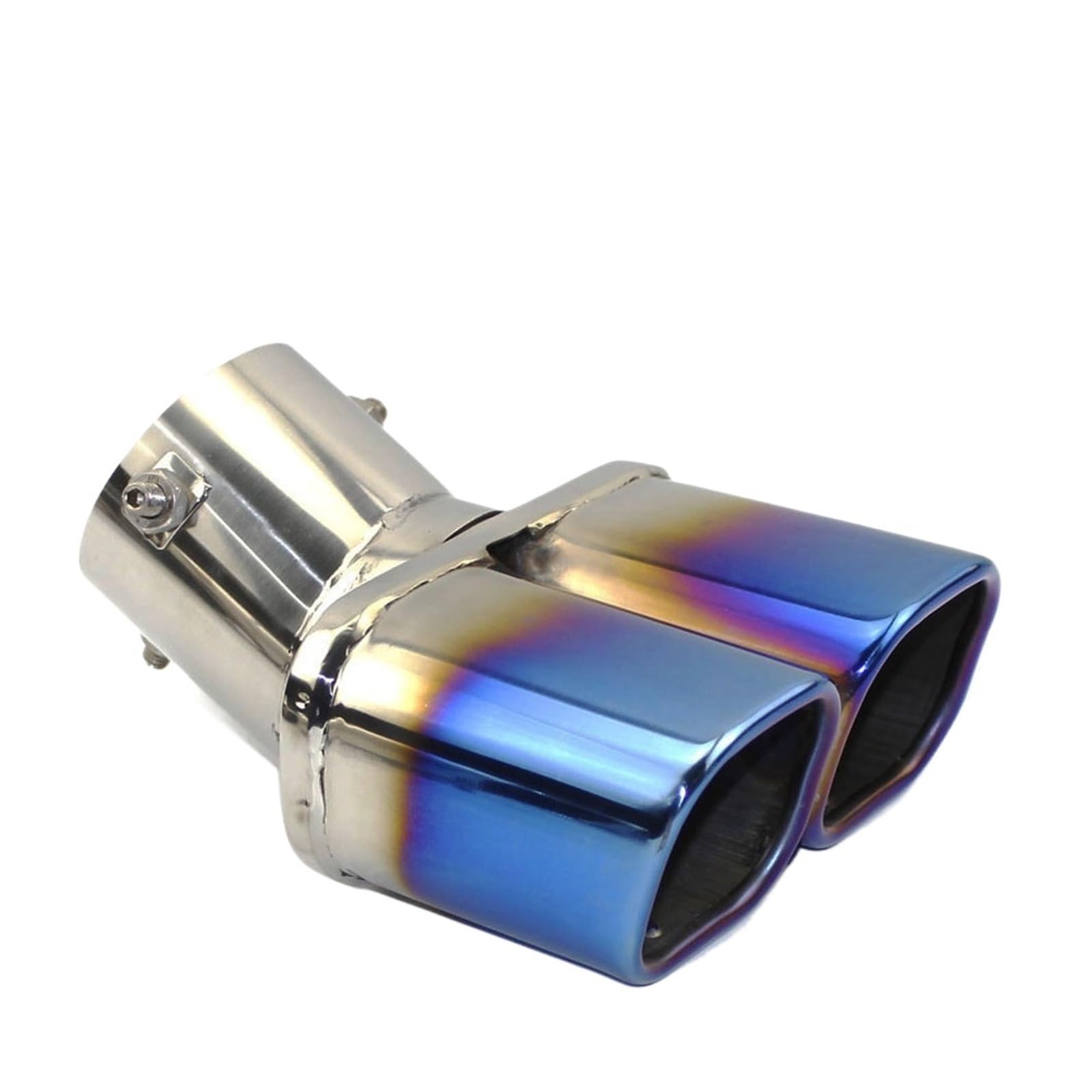 Auto Auspuff Endrohr Universal Edelstahl Auto Auspuff Schalldämpfer Endrohr Auslassdüse Ende Glattes Ende Doppelt Aus ID 60MM 75MM Schalldämpfer Spitze(C Bending Blue 60MM) von LPXYZD