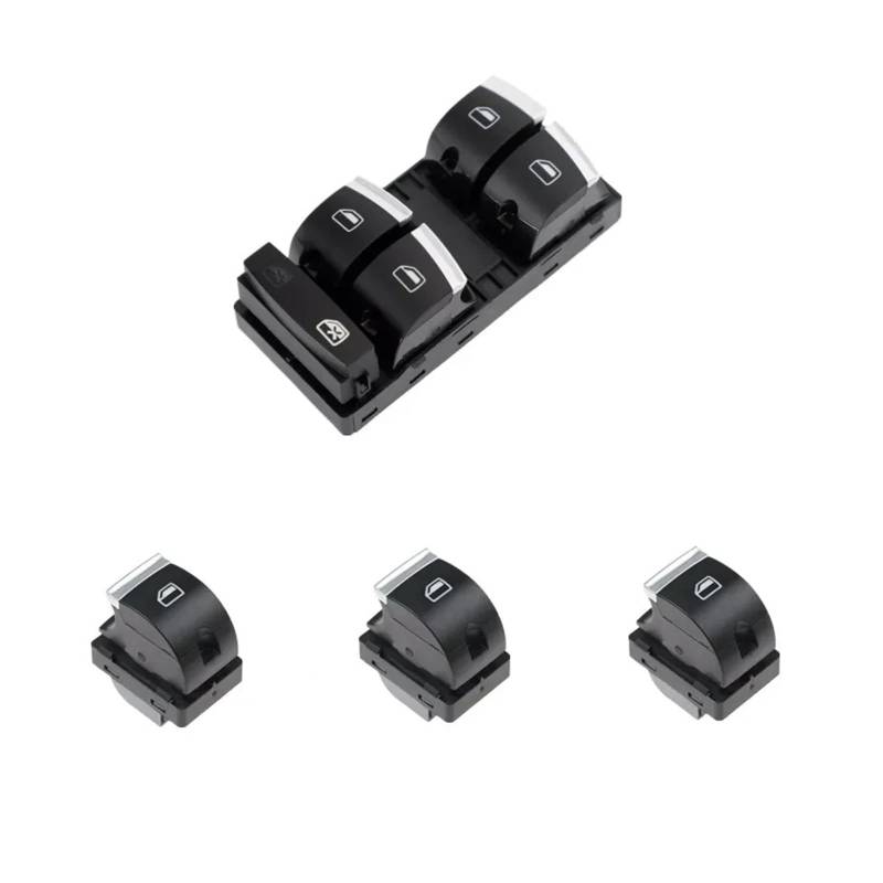 Auto Fensterheber Schalter Für A3 2004-2013 Für A6 2004-2011 Für S3 Für S6 Für Q7 4F0959855 4F0959851 Auto Elektrische Power Master Fensterheber Control Schalter Taste(With Chrome set) von LPXYZD