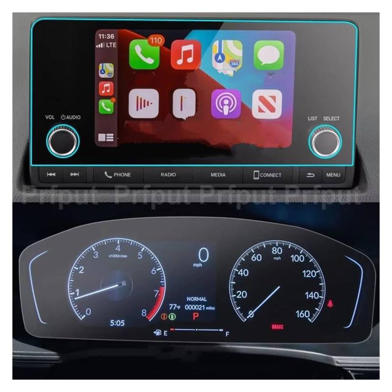 GPS Displayschutzfolie Auto GPS Navigation Gehärtetes Glas Für Civic 11 Für Generation 2021 2022 Dashboard LCD Screen Schutz Film Auto Displayschutz Folie(Gps and instrument) von LPXYZD