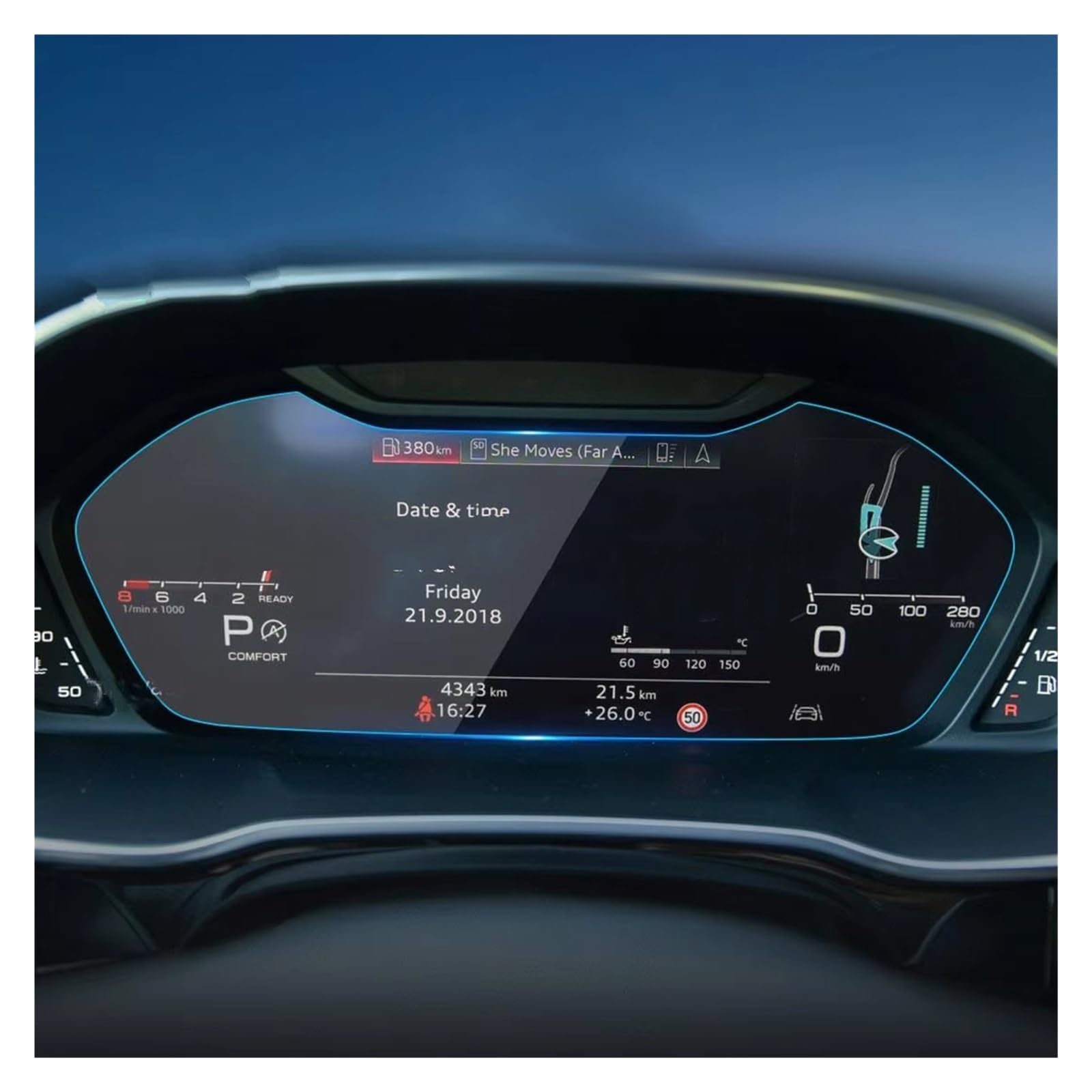GPS Displayschutzfolie Display-Schutzfolie Aus Gehärtetem Glas Für Q3 2021 2022 Auto-Instrumenten-Armaturenbrett Innen-Anti-Kratz-Folie Auto Displayschutz Folie(Dashboard 12.3 mm) von LPXYZD