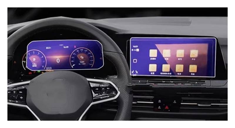 GPS Displayschutzfolie Displayschutzfolie Aus Gehärtetem Glas Für VW Für Golf 8 2021 Auto-GPS-Navigation Und Armaturenbrett Anti-Kratz-Film Auto Displayschutz Folie(No usb hole set) von LPXYZD