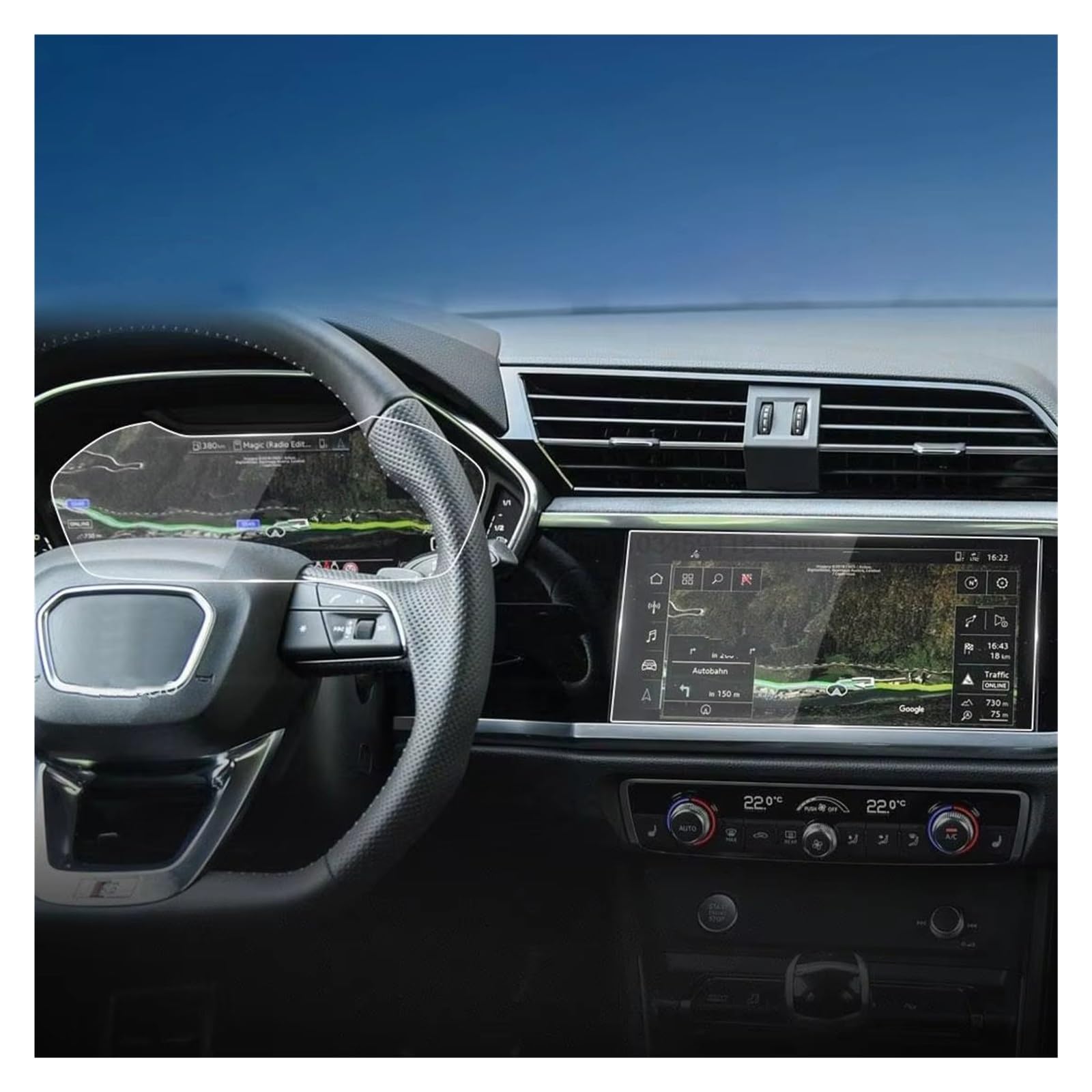 GPS Displayschutzfolie Für Q3 2020 2021 2022 Auto Gps Navigation Dashboard Innen Anti-scratch-Display Schutz Film Auto Displayschutz Folie(12.3 inch) von LPXYZD
