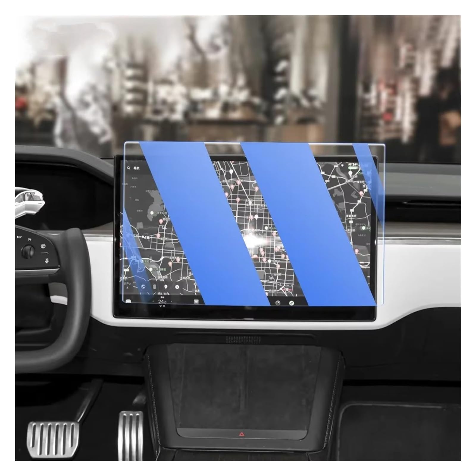 GPS Displayschutzfolie Für Tesla Für Modell X/S 2023 2024 Auto GPS Navigation Film LCD Bildschirm Gehärtetem Glas Schutz Film Anti-scratch-Film Auto Displayschutz Folie(Matte) von LPXYZD
