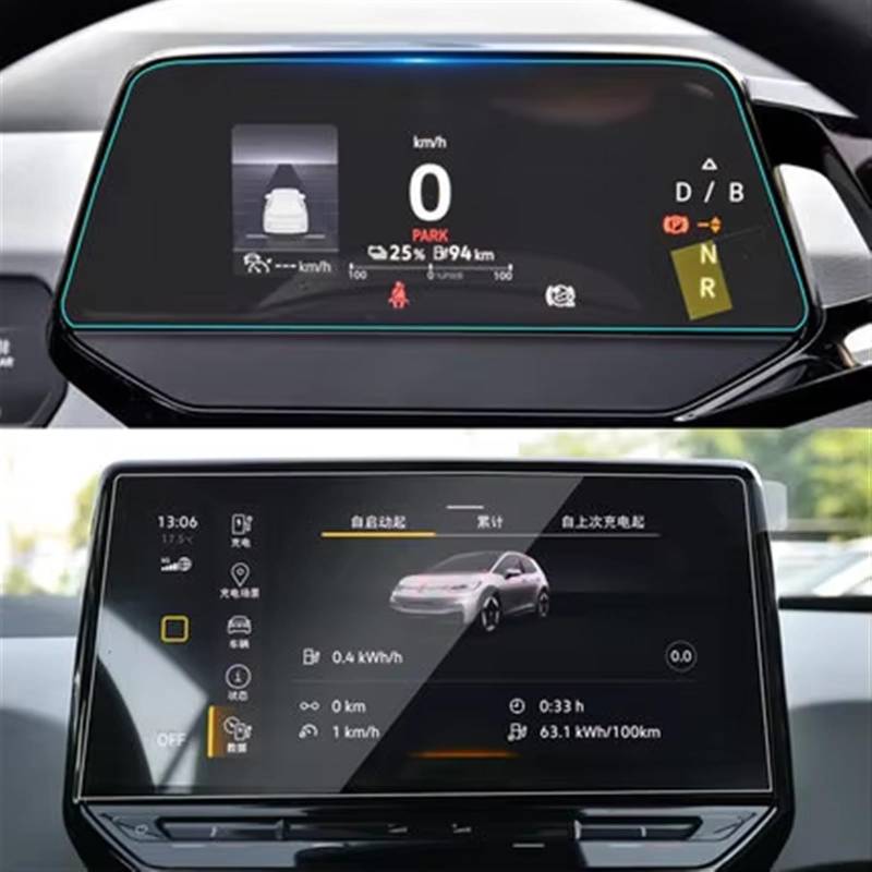 GPS Displayschutzfolie Für VW Für ID.3 2020 2021 Auto GPS Navigation Armaturenbrett Bildschirm Gehärtetem Glas Schutz Film Auto Innen Aufkleber Auto Displayschutz Folie(GPS and dash board) von LPXYZD